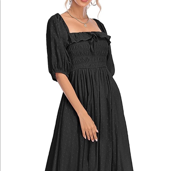 Black Peasant Style Dress - Picture 2 of 4